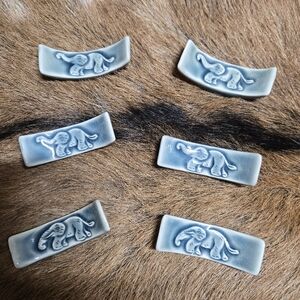 Baanceladon Chopstick Rest Set Of 6 Made In Thailand Wood Ash Glaze Elephant